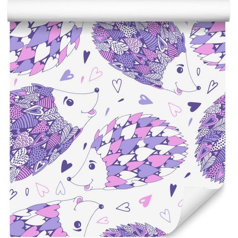 Carta da parati con cuori e animali del bosco colorati per soggiorno e camera da letto, 50x1000 cm (1/5)