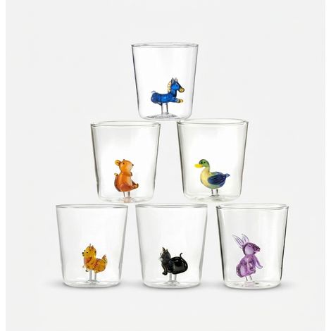 Set 6 bicchieri in vetro decorati Pet Friends Mix 4 (1/2)