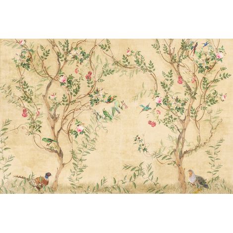 Papier peint panoramique - Arbres Oiseaux - 260 cm x 173 cm (1/2)
