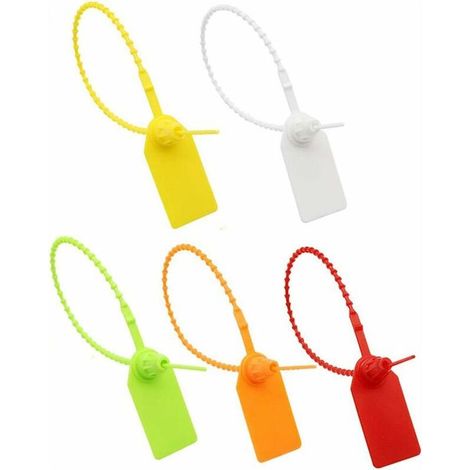Étiquettes d'attache de câble, 100 étiquettes d'attache de câble en plastique, étiquette de marque autobloquante, pour vêtements, chaussures, sacs à main, étiquettes de transport logistique (différent (1/4)