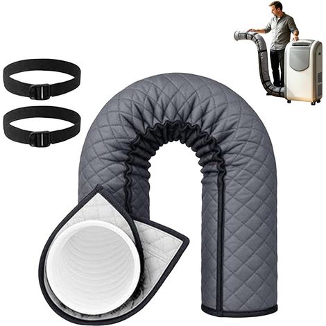 Copertura isolante per tubo flessibile del condizionatore portatile – lunga 150 cm, protegge da calore e polvere, adatta per tubi flessibili da 12,7–15 cm, ideale per soggiorno, garage, cantina (grigi (1/5)