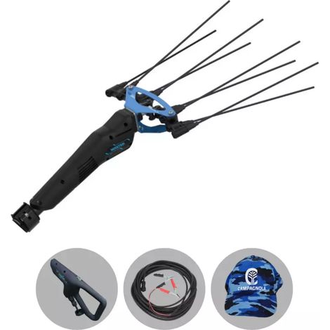 testa abbacchiatore olive elettrico a batteria campagnola "master" movimento oscillatorio laterale 12v impugnatura a tre punti, cavo elettrico 13 m e cappellino