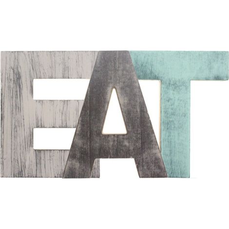 Panneau décoratif mural en bois 'EAT' multicolore rustique à suspendre pour Noël