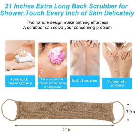 Gants de Crin Naturel avec Sangle Lave Dos en Chanvre - Accessoires le Bain (1/4)