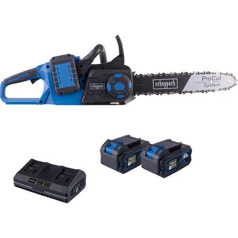 Scheppach Tronçonneuse sans fil BC-CS355Duo-X - SET XL2 - série 20V IXES - longueur du guide 35,6 cm - longueur de coupe max 33,5 cm - 2 batteries 4Ah + chargeur inclus