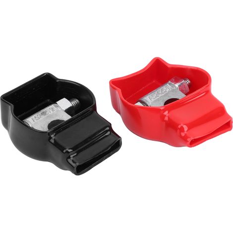 Kit Bornes Batterie Poteau Supérieur avec Capuchon Rondelle Cuivre Gaine Thermofusible Positif et Négatif (1/5)