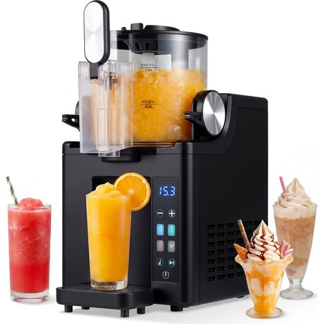 Machine à Granita Électrique 1,5L, Machine à Boissons Glacées avec 4 Programmes Préréglés, Affichage LED, Nettoyage Automatique, pour Slush, Cocktails