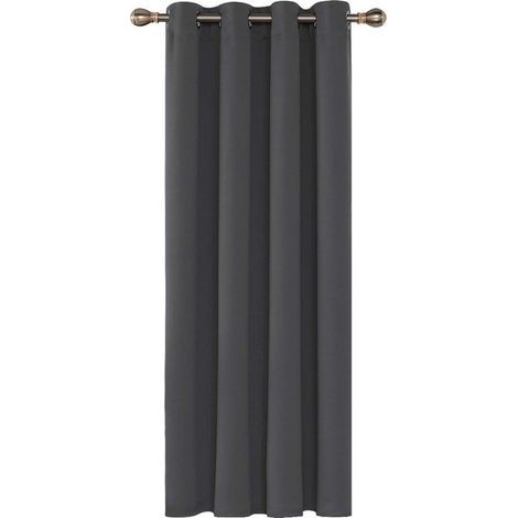 Thermoisolierende Verdunkelungsvorhänge, 140 x 240 cm (Breite x Höhe), für Wohn- und Schlafzimmer, modernes Ösen-Design, Dunkelgrau, 1 Stück (1/5)