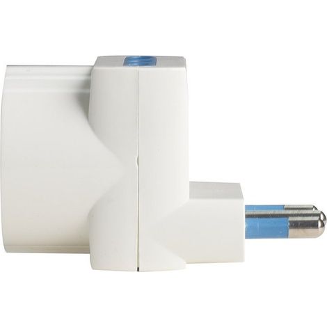 Adattatore Tripla Spina Elettrica Angolare 16A con 2 Prese Bipasso 10A/16A e 1 Presa Schuko 16A Laterale Salvaspazio