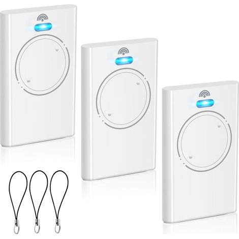 Lot de 3 télécommandes pour ouvre-porte de garage 433,92 MHz - Compatible avec XT2 433 SLH LR - 2 canaux - Blanc
