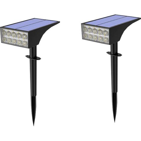 Lot de 2 projecteurs étanches parfaits d'extérieur,marche/arrêt automatique, solaires pour terrasse et jardin (lumière blanche) . (1/5)
