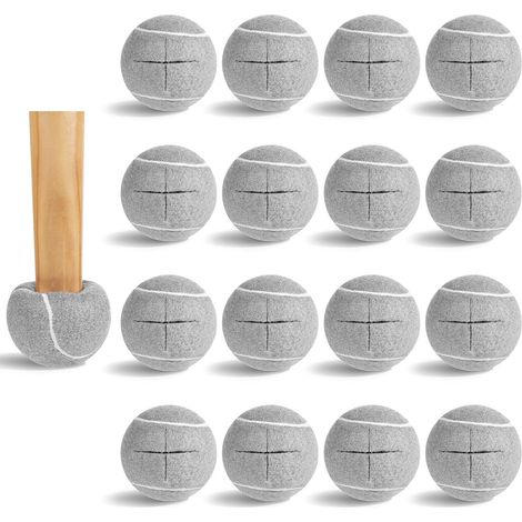 Paquete de 16 pelotas de tenis precortadas, sueltas, para patas de muebles, sillas y escritorios, protectores para proteger el suelo (gris)