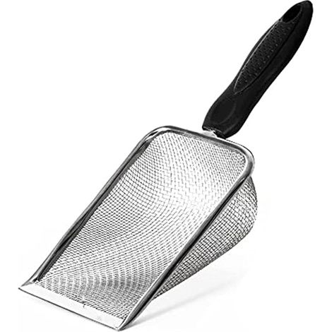 Metal small hole cat litter scoop with long handle and heavy duty sieve