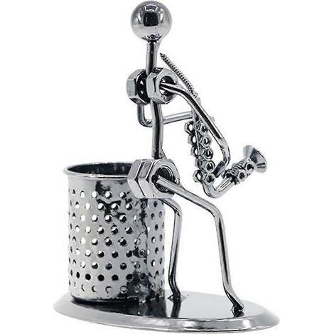 Pot à pinceaux en forme de saxophone de bureau, vase à crayons créatif pour musicien, cadeau pour étudiants (homme/femme).-12X13cm (1/3)