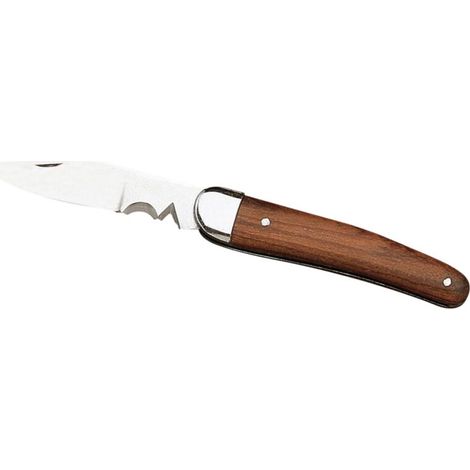 Green Mobility- Couteau à câble avec dénudeur de fils électriques – Lame en acier inoxydable – Manche en bois ergonomique – Longueur 180 mm (1/3)