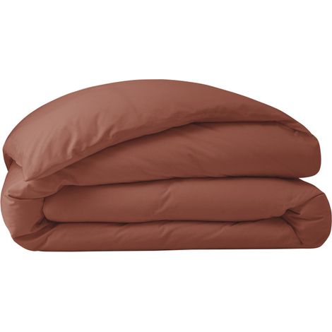 Housse de couette percale de coton peigné "Julian" toutes dimensions Coton Pur - Julian Terracotta - 240 x 220 cm - Julian Terracotta - (1/3)