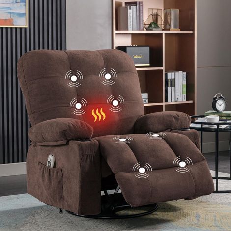 Relaxsessel Massagesessel Liegefunktion 360GradDrehbar Braun (1/5)