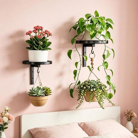 Support Mural Plantes,2 Pièces Support Pour Plantes D'Intérieur Porte Plante Interieur Support Mural Pour Pots De Fleurs Et [CA167] (1/5)