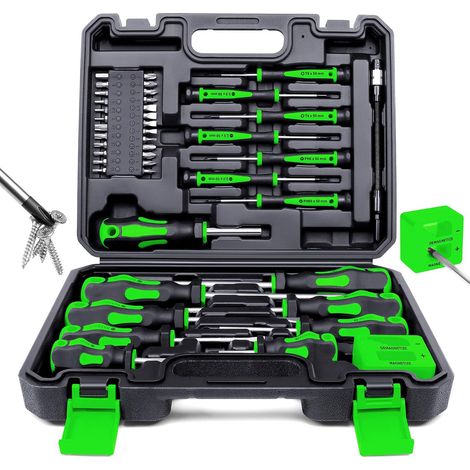 Visseuse sans fil 43 Tournevis Magnétiques avec étui,Outils de Démagnétiseur pour homme-Vert (1/4)