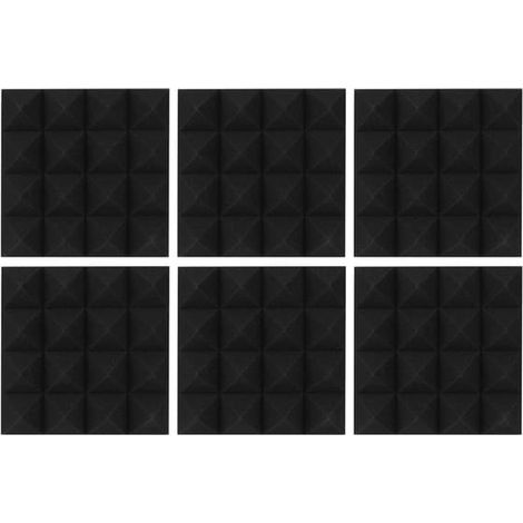 6 panneaux acoustiques pyramidaux en mousse de coton absorbant le son, pour l'insonorisation de studio (noir) (1/5)