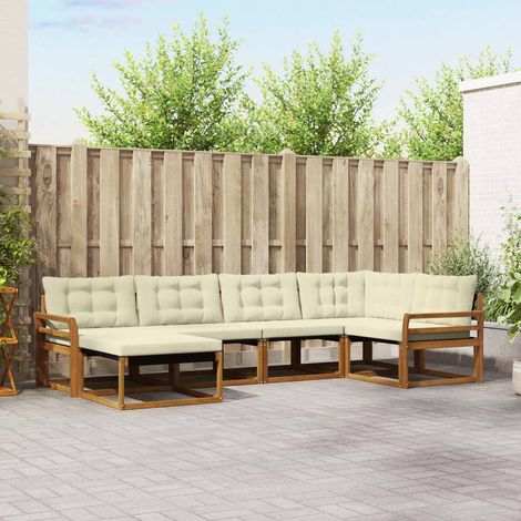 Outdoor-Sofagarnitur 6 pcs Natur und Creme Massivholz Akazie (1/5)