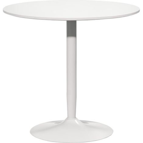 Table ronde blanche Ø80x75 cm avec pieds acier antidérapants pour 2 places, design sobre pour cuisine et petit espace