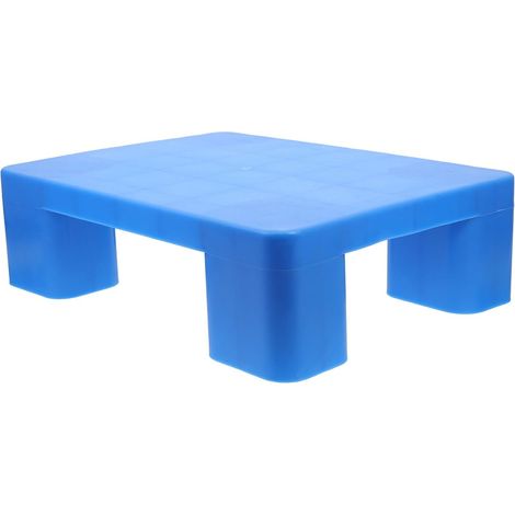 Palette en plastique bleu, capacité de charge élevée et installation facile pour les rayonnages (1/5)