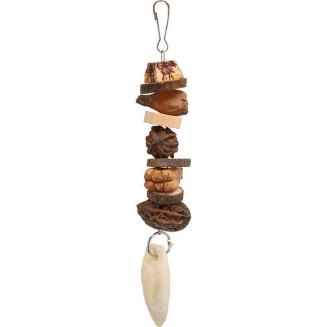 Jeffergarden Jouets à mcher pour oiseaux, bouche de broyage, os de seiche, noix, bches suspendues, jouet à mcher pour perroquet, accessoires pour Cage à perroquets (1/5)