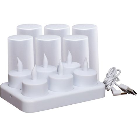 Moule À Bougie Sans Flamme - LED Rechargeable - Avec Télécommande Et Minuterie - Pour Décoration De Table Fête Mariage Noël Halloween - Lot De 6 (1/5)