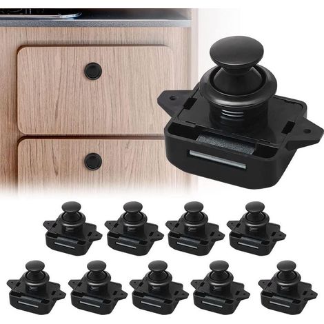 10pcs Push Button Cabinet Lock, Keyless Latch, Push Button Lock Suitable for Boats, Vans and Yachts with 15-18mm Thickness (1/5)