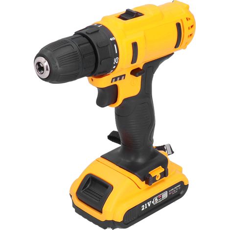 Perceuse-visseuse multifonction sans fil au lithium 21 V, rechargeable, compatible avec les appareils UE 100-240 V. (1/5)