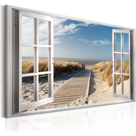 Quadro - Window: View of the Beach - 120x80 (1/4)