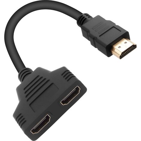 HDMI Splitter Adaptateur 1 in 2 Out Câble, 1080P HDMI Répartiteur Prise vers Double Femelle, Câble 30cm Double Connecteur, Convertisseur Y pour Moniteur, HDTV, Projecteur, Écran LCD