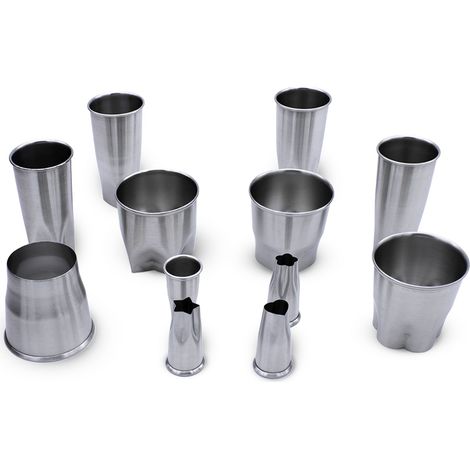 Edelstahl Plätzchen Ausstechform silber - 12er Set - Keks Ausstecher aus Metall - Keksausstecher Kreis Herz Blume Stern Weihnachten Advent