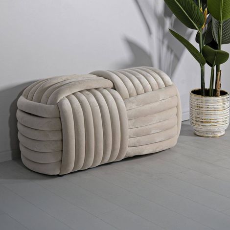Dmora - Mesa Marokopa, Banco multiusos, Asiento de invitados, Cofre multifuncional, 90x45 h45 cm, Crema (1/5)