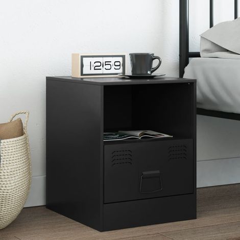 Table de chevet Table d'appoint Table de nuit noir 34,5x39x44 cm acier CFW31356 (1/5)