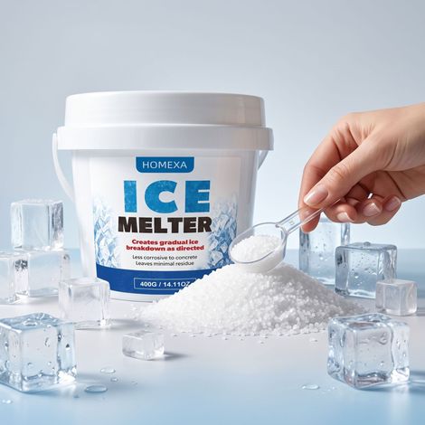 Enteisungsmittel für Autoscheiben, zur Schnee- und Eisbeseitigung, für klare Sicht und zur Reinigung und Pflege von Böden – Enteisungsmittel: 400 g × 1, Löffel × 1 -- BIEMMEDUE (1/5)