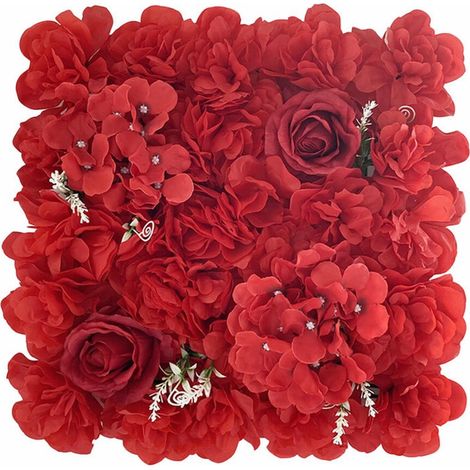 Kulisse aus künstlichen Seidenblumen, Wandpaneel aus künstlichen Blumen, 13,78 x 13,78 Zoll, geeignet für Partydekoration, als Weihnachtsgeschenk.