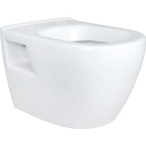 CREAVIT TERRA Hänge-WC oval – glänzend weiß, robuste Sanitärkeramik für Wandmontage im Badezimmer, modern Belvit Design Hänge WC / Wand WC Toilette Weiß (1/5)