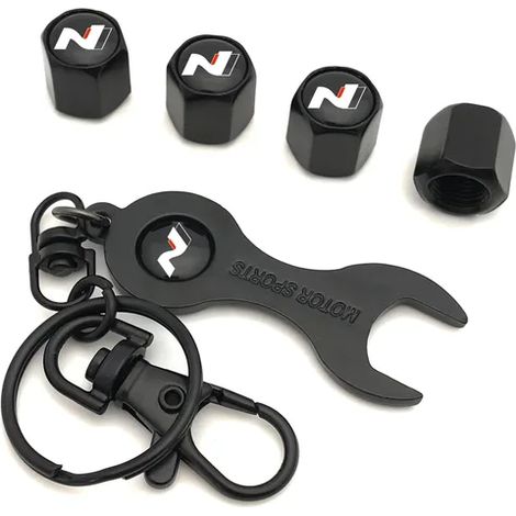 (C Noir) Bouchons de valve de pneu de voiture compatibles avec N Line, NLine i30, i20, Tucson, Elantra, Kona, Santa Fe, Sonata et Accent. Accessoires (1/5)