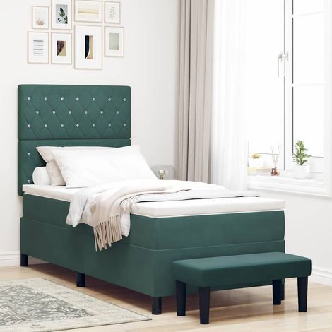 Boxspringbett mit Kissen Dunkelgrün 200 x 100 cm Samt