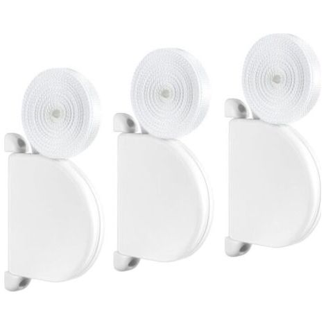 3 Pcs Enrouleur de sangle pour volet roulant, espacement des trous de vis 145 mm, Système Mini, avec sangle incluse de 14 mm x 5 m, Blanc