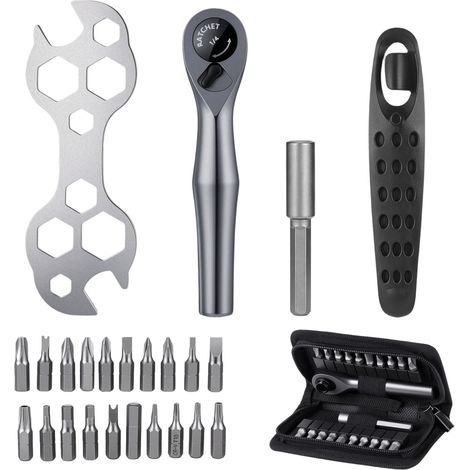 24 Pièces Mini Coffret Cliquet, Caisse a Outil pour Vélo Multifonctionnel (1/5)