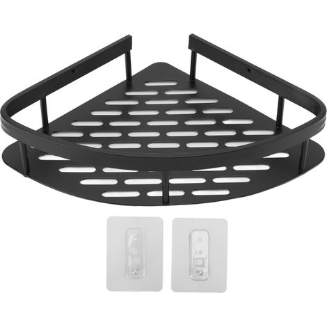 Étagère de douche triangulaire, coin en aluminium antirouille sans poinçon avec Base creuse pour salle de bains et toilettes monocouche (1/5)
