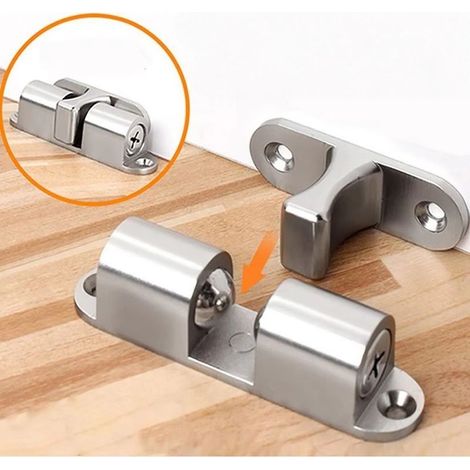 Ferme-porte magnétique en alliage de zinc, système de verrouillage magnétique pour meubles de chambre et dressing - grand modèle argenté - 60 mm