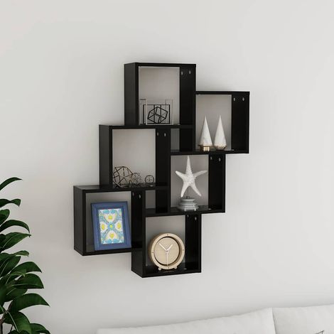 Mensola da Parete a Cubo Nera 78x15x93 cm in Legno Multistrato vidaXL (1/5)