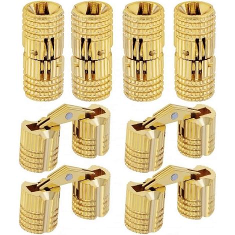 Lot de 8 charnières invisibles en laiton de 10 mm, angle d'ouverture de 180°, pour meubles et bricolage. (1/5)