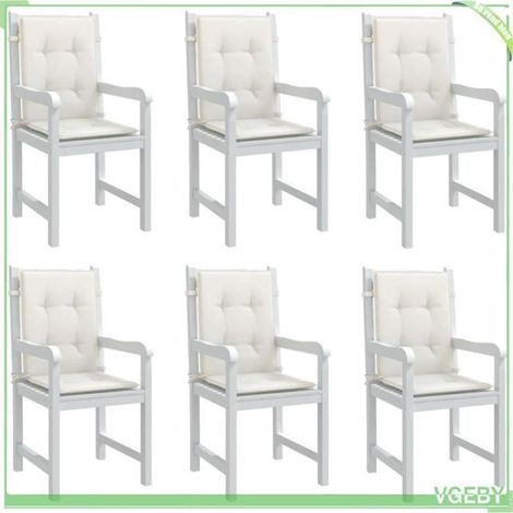4002453 Coussins de chaise à dossier bas lot de 6 crème mélangé tissu (1/5)