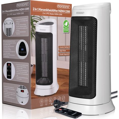MONZANA® 2-in-1 Electric Heater 2000W Portable Fan Space Ceramic Heater for Home, Bedroom & Office Energy Efficient Room Heater ECO Mode, Fast Heating, Remote Control, Timer & 120° Oscillation