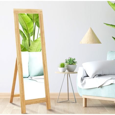Hallowood Furniture Waverly Oak Cheval Mirror with Natural Lacquer Solid Oak Frame, Free Standing Full Length Mirror for Bedroom, Living Room & Hallway, Fully Assembled (150x48cm) (1/5)